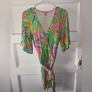 Lilly Pulitzer Pink and Green Tie Romper